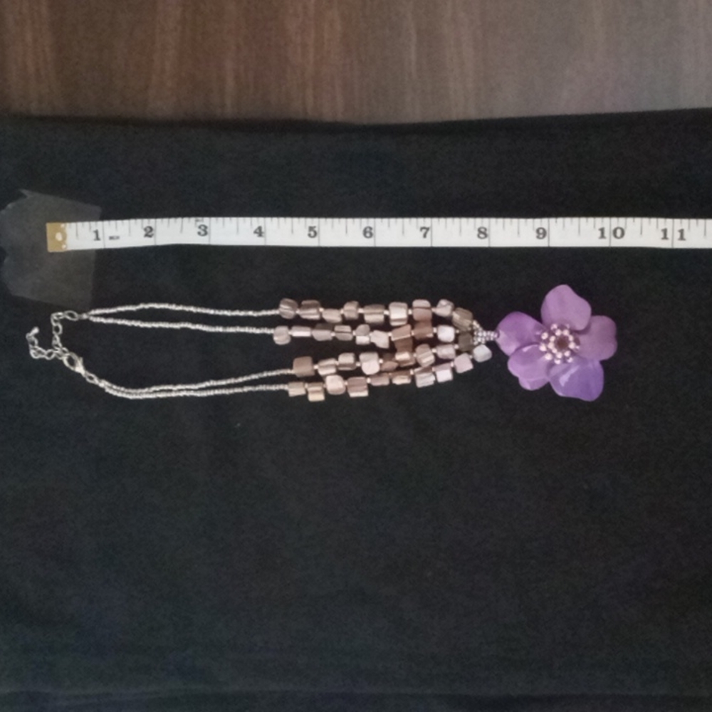 Purple Flower Pendant and Stone Set - Picture 2 of 2